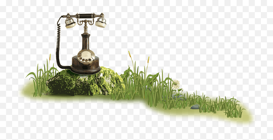 Old Fashioned Phone On Stone Clipart Free Download - Vintage Phone With Grass Emoji,Old Phone Emoji