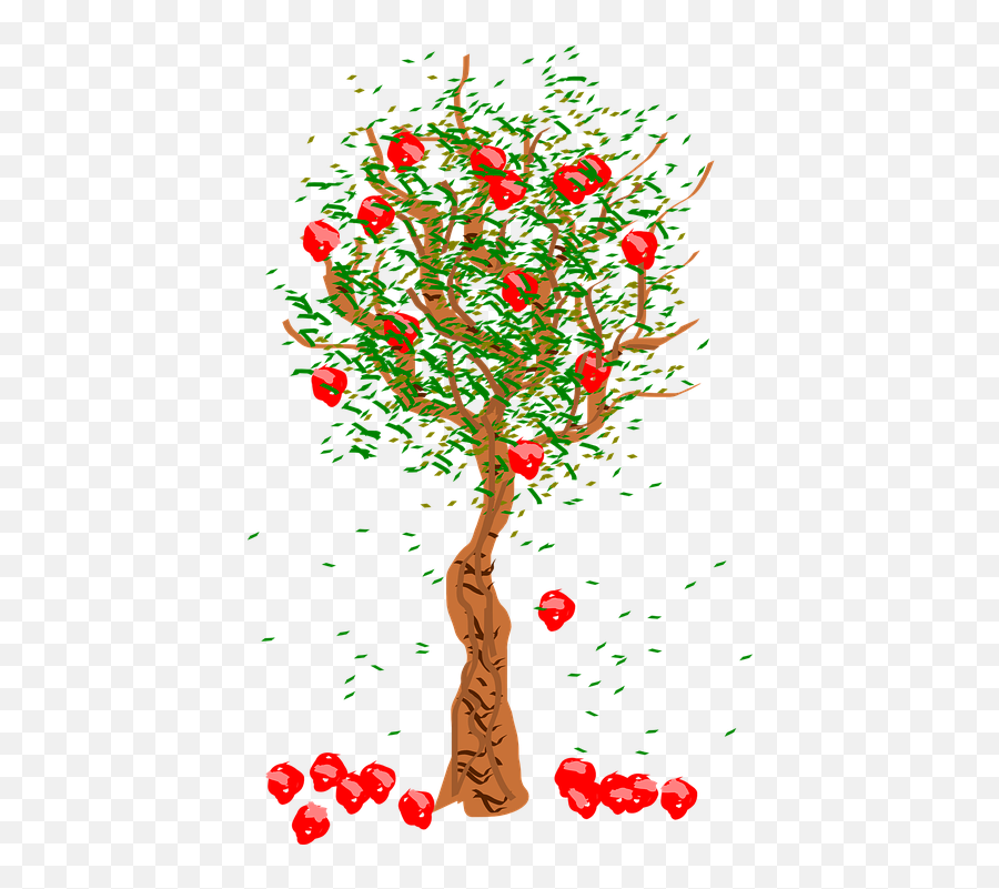 Tree Apple Falling - Tree With Fruits Falling Emoji,Apple Book Wind Emoji