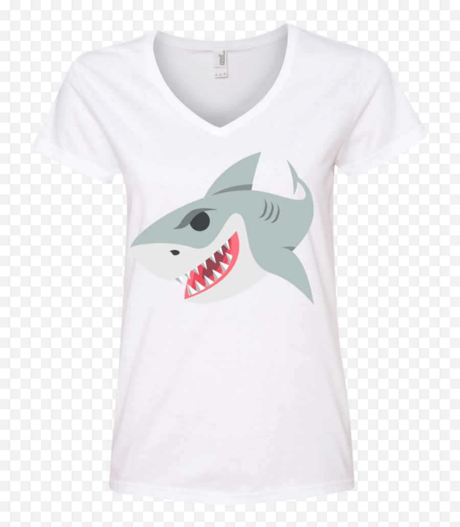 Shark Emoji Ladies V - Great White Shark,Shark Emoji