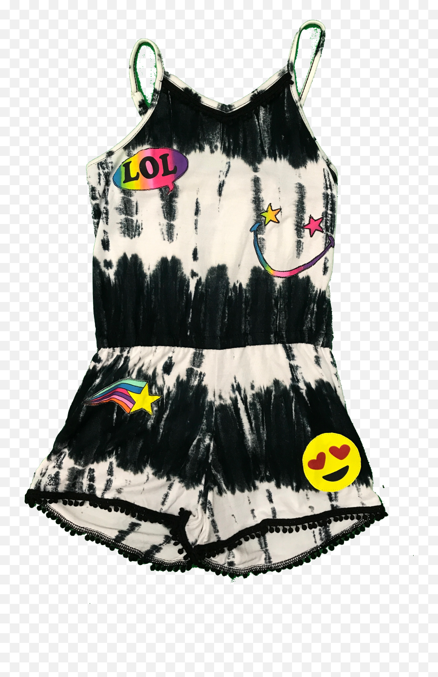 Flowers By Zoe Girls Tie Dye Patch Romper - Day Dress Emoji,Emoji Girls Clothing