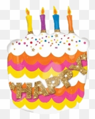 27 Happy Birthday Cake Balloon With 3d Candles - Emoji