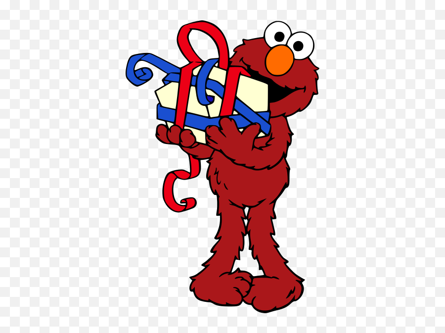 Sesame Street Elmo With Gift Free Svg - Elmo Emoji,Elmo Emoji