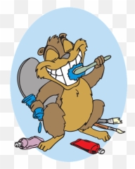 Free Hygiene Dental Illustrations - Cartoon Animal Brushing Teeth Emoji