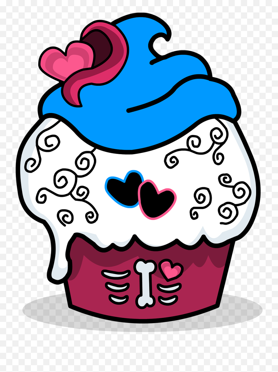 Zombie Sugar Skull Cupcake Free Pictures - Calaveras Y Cupcake Emoji,Emoji Cake