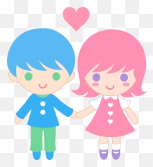 Girls Holding Hands Clipart - Boy And Animation Emoji