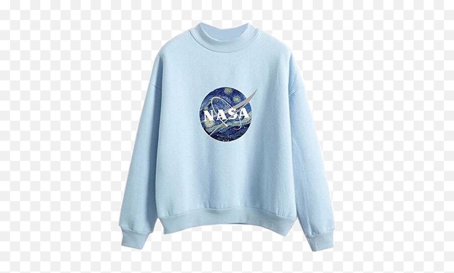 Shirt Sweater Longsleeveshirt Nasa Blue Space Freetoedi - Nasa Hoodie Light Blue Emoji,Emoji Long Sleeve Shirt