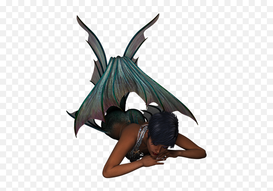 Mermaid Lyingdown Sticker By Renee Meyer - Sexy 3d Fantasy Transparent Background Emoji,Lying Down Emoji