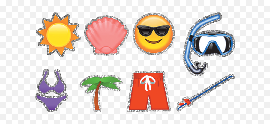Emoji Beach Glitter Stock Transfer - Clip Art,Beach Emoji