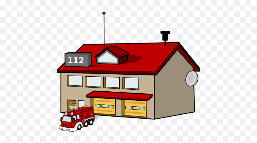 Vector Clip Art Of Fire House - Fire Station Png Clipart Emoji,Fire Truck Emoji