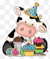 Birthday Cow Clipart - Cute Animal Emoji