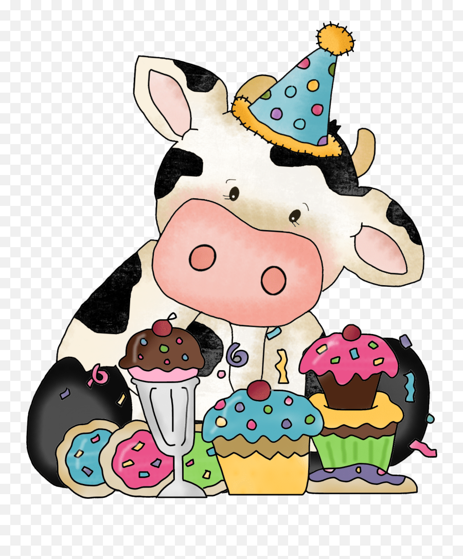Birthday Cow Clipart - Cute Animal Birthday Clipart Emoji,Cow Cake Emoji