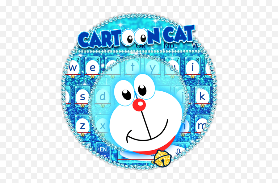 Blue Cartoon Cat Keyboard Theme - Circle Emoji,Doraemon Emoji