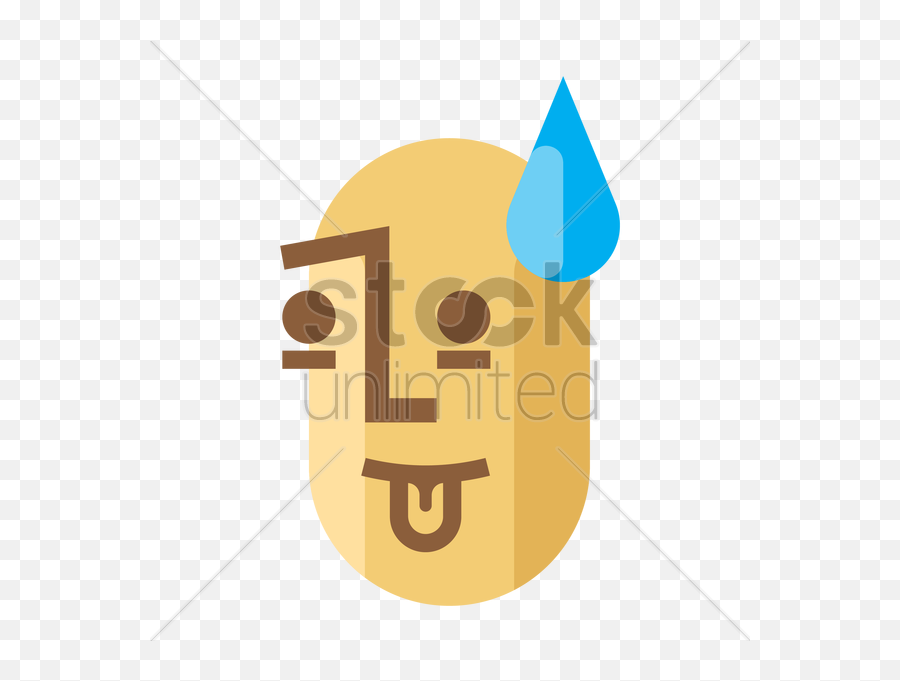 Cheeky Emoticon With Sweat Droplet - Illustration Emoji,Sweat Emoticon
