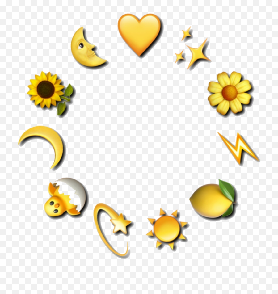 Heart Moon Flower Cute Ball Emojis Circle Tumblr Emoji - Yellow Aesthetic Png Stars,Moon Emojis