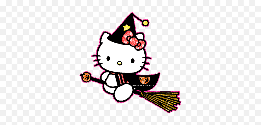 Cute Halloween Graphics - Transparent Hello Kitty Halloween Gif Emoji,Broom Emoticon