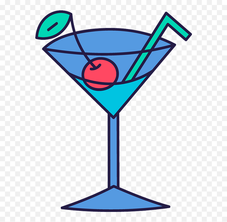 Clipart - Clip Art Emoji,Martini Glass And Party Emoji
