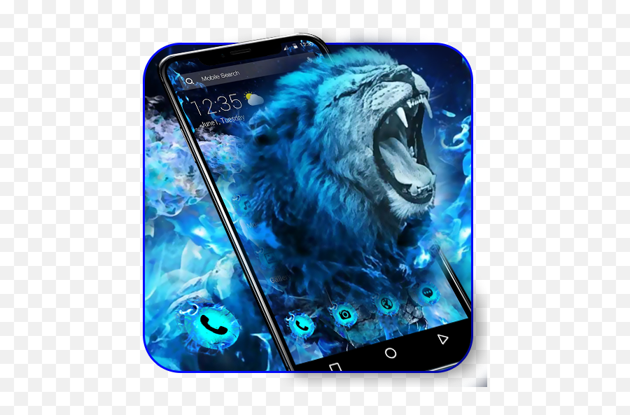 Blue Flaming Wild Lion Apus Launcher Theme - Apps On Google Play Camera Phone Emoji,Lion Emoticons