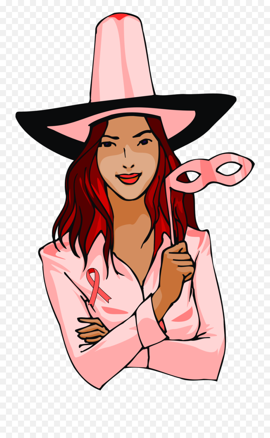 Clip Art Image - October Witch Clipart Pink Emoji,Breast Cancer Ribbon Emoji
