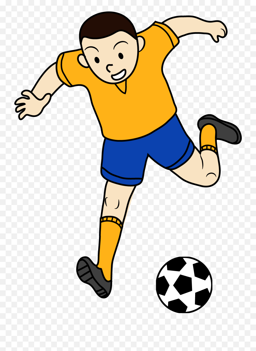 Boy Playing Soccer Clipart - Clip Art Playing Football Emoji,Soccer Emojis
