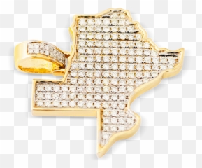10k Yellow Gold Texas Diamond Map - Gingerbread Emoji