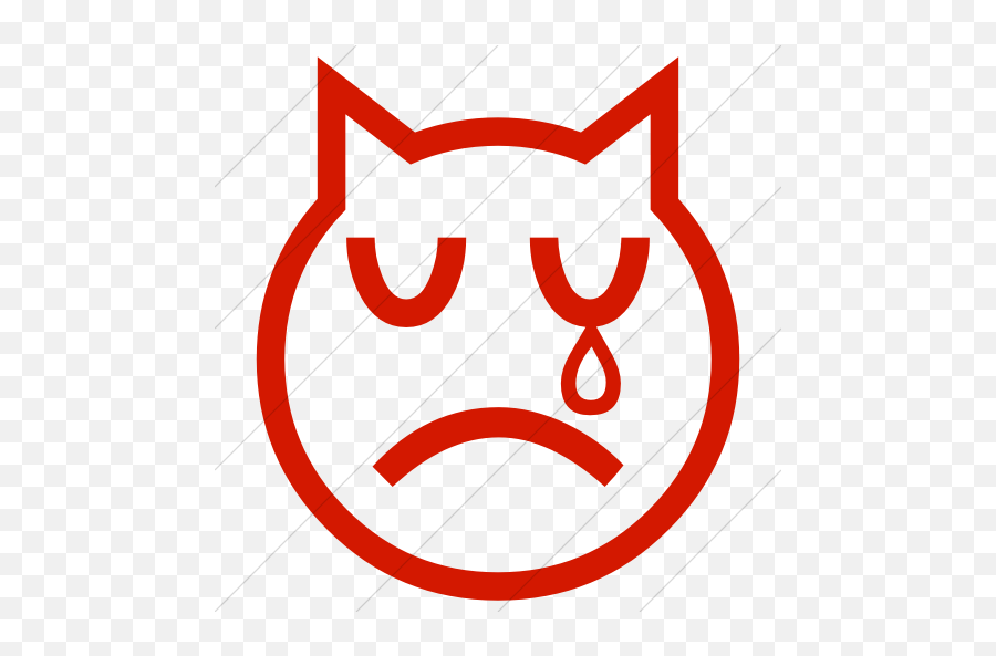 Simple Red Classic Emoticons Crying Cat - Emoji Domain,Cat Emoticons