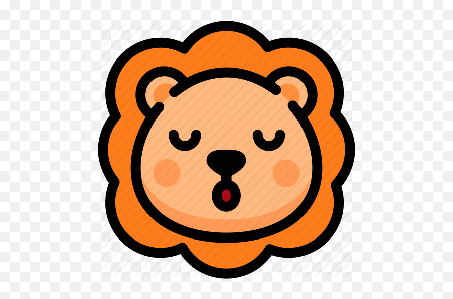 Lion Emoticons - Cartoon Lion Sleeping Emoji,Lion Emoji