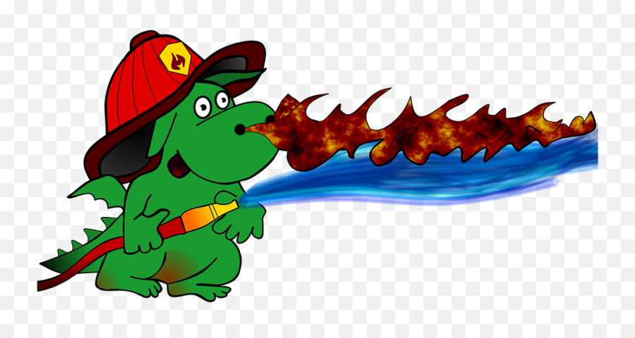 Cartoon Dragon Fire Fighter - Dragon Putting Out Fire Emoji,Eggplant Water Emoji