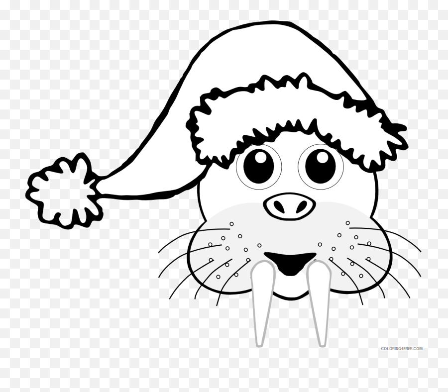 Walrus Coloring Pages Walrus 120 Png - Christmas Clipart Black And White Png Emoji,Walrus Emoji