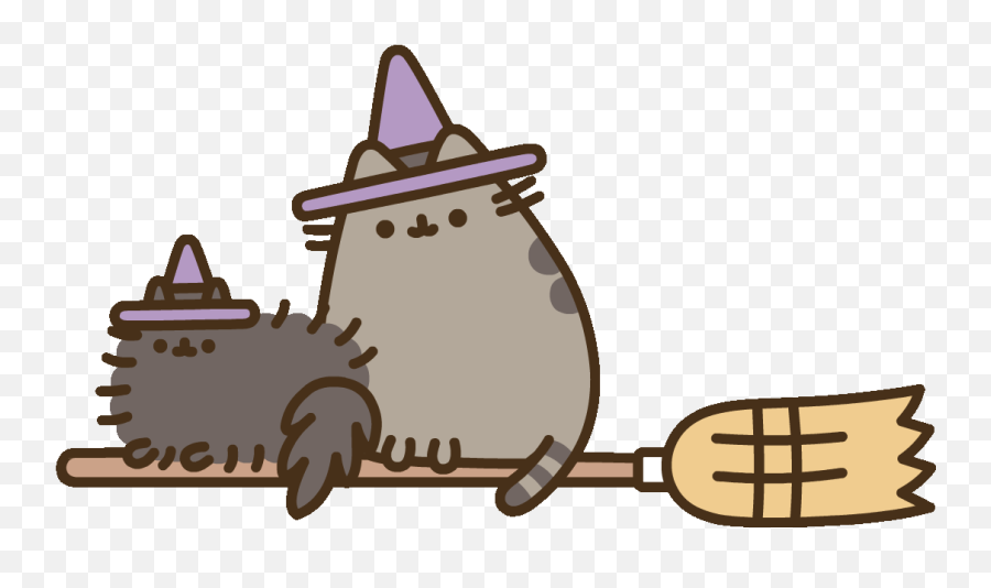 Cat Halloween Sticker - Transparent Halloween Cat Gif Emoji,Broom Emoji Android