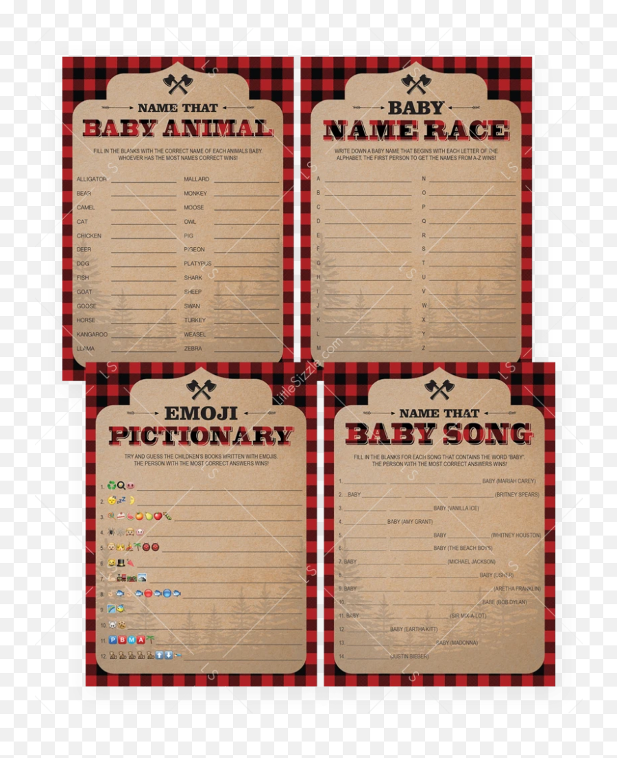 Lumberjack Baby Shower Game Package - Lumberjack Baby Shower Games Emoji,Emoji Game Level 9