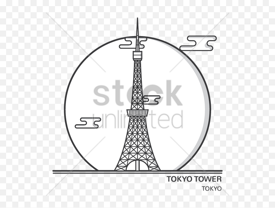 Black Line Background Clipart - Art Tokyo Tower Drawing Emoji,Tokyo Tower Emoji