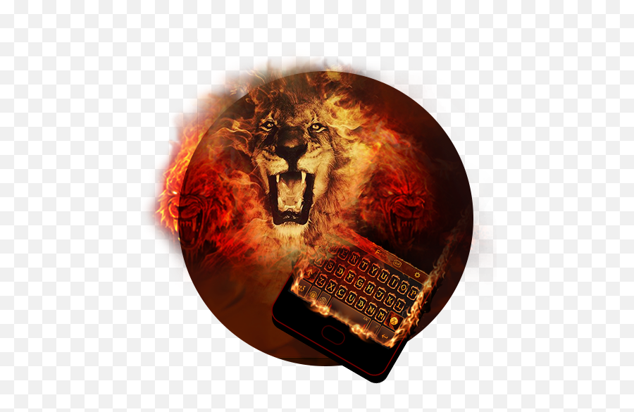 Download Fire Lion Keyboard Theme - Arte Leao Rugindo Em Dourado Emoji,Lion Emoji