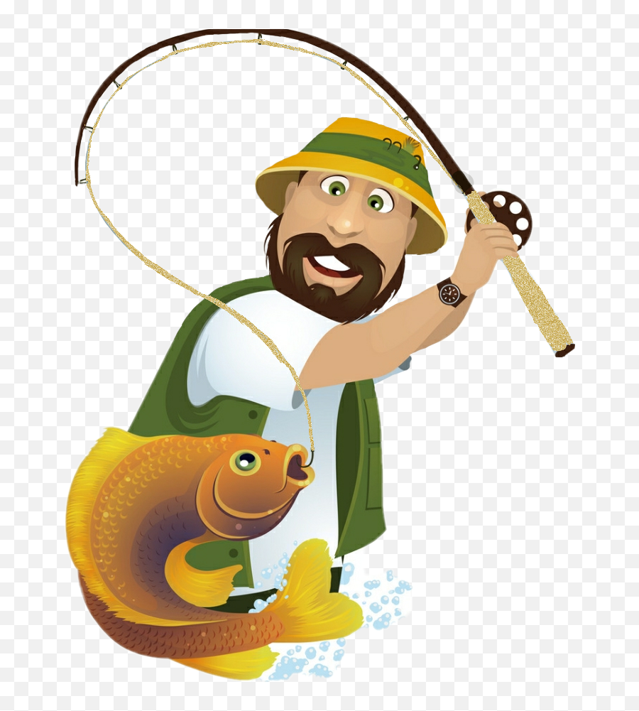 Fisherman Fish Fishingrod Sticker - Pescador No Barco Png Emoji,Fisherman Emoji