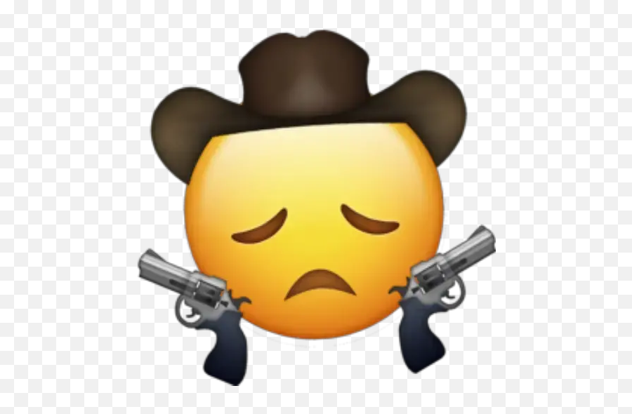 Stickers For Whatsapp Emoji 7 - Emoji With Cowboy Hat,Gun Emoji