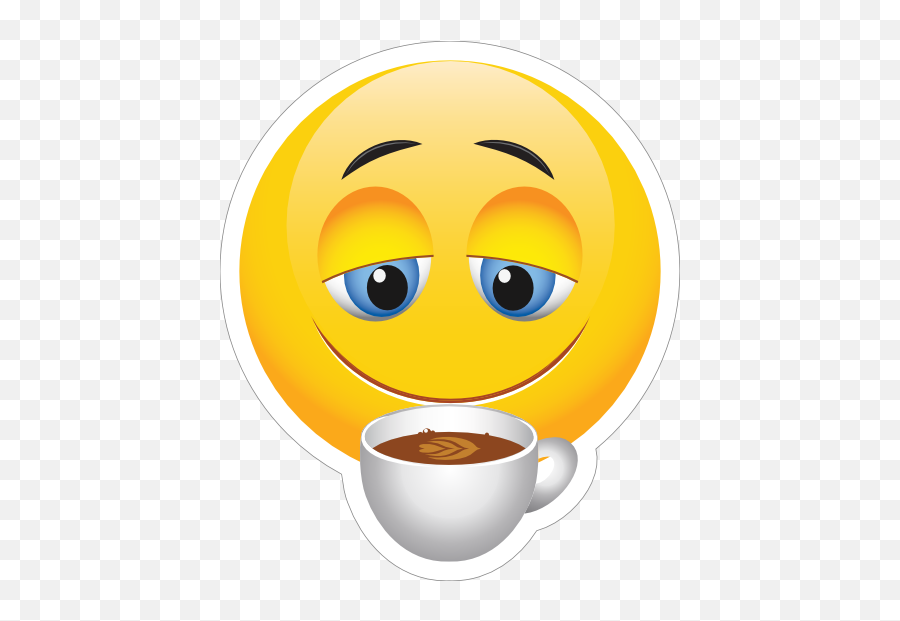 Cute Coffee Lover Emoji Sticker - Smiley,Beach Emoji