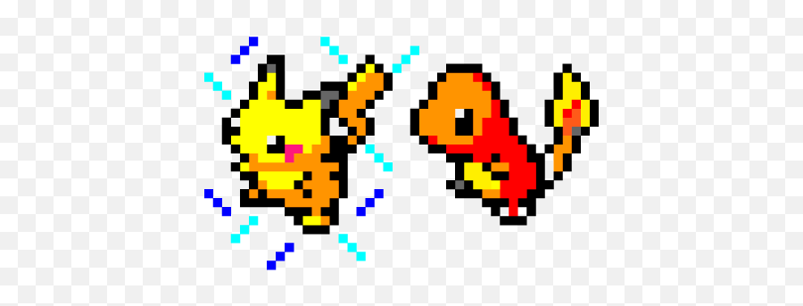 Pikachu And Charmander - Pixel Art Pokemon Raichu Emoji,Pikachu Emoticon