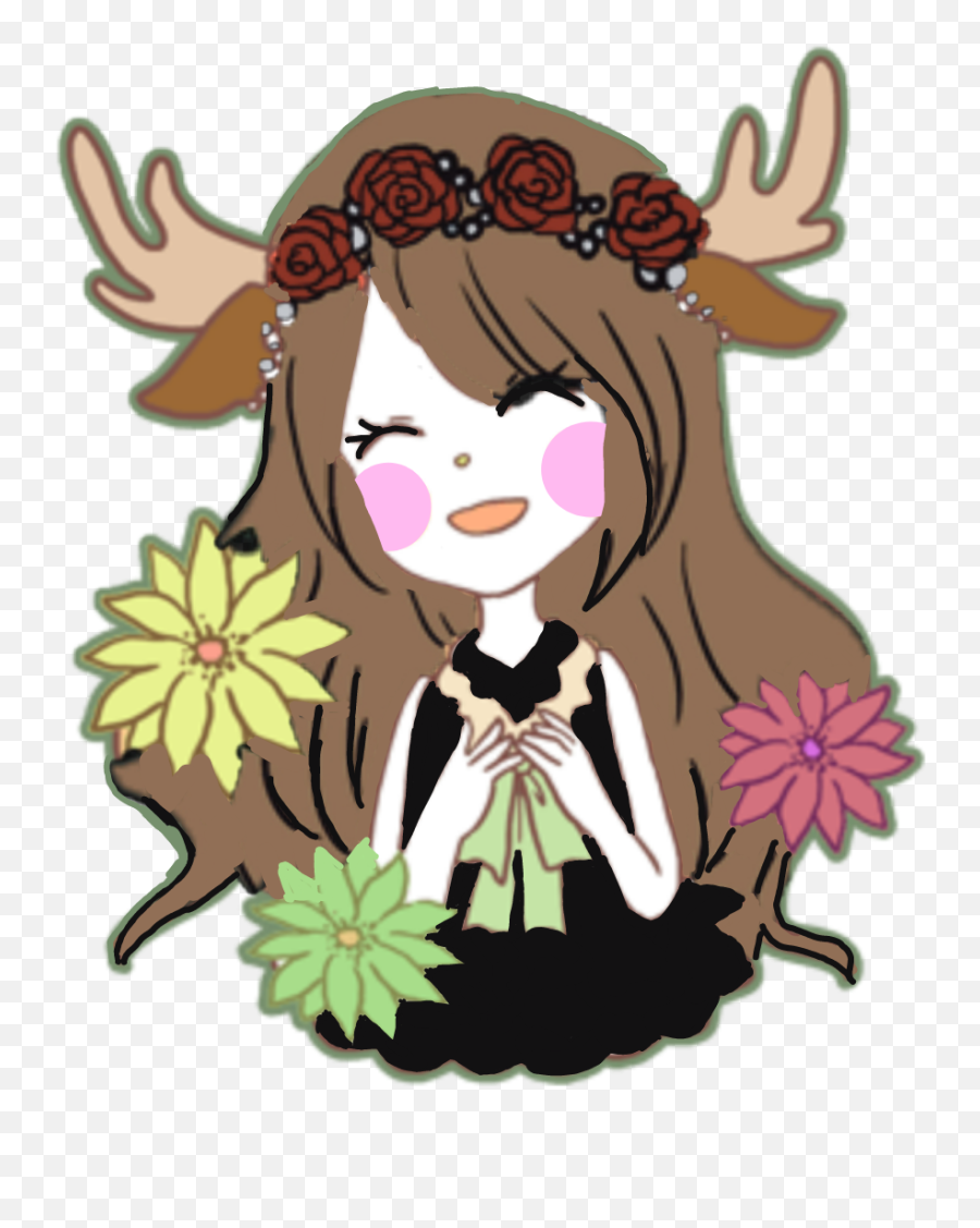 Deergirl Deer Deers Kawaii Anime - Cartoon Emoji,Roo Emoji