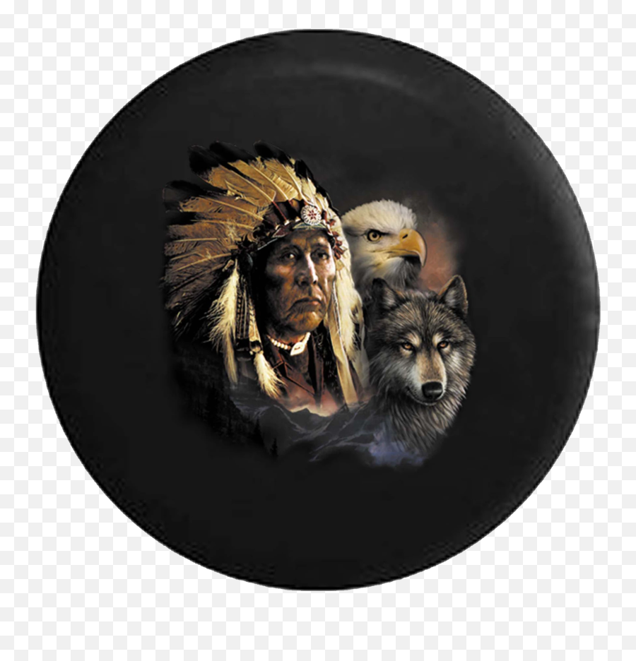 Tire Cover Pro - Native American Indian And Wolf Emoji,American Indian Emoji