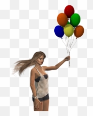Balloons Long Hair Female Clothing - Woman With Png Emoji