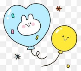 Kawaii Cute Balloon Blue Pastel Yellow Bunny Adorable - Circle Emoji,Bunny Emoticon