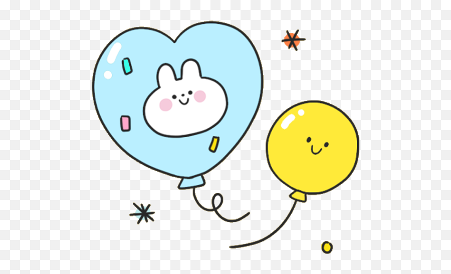 Kawaii Cute Balloon Blue Pastel Yellow Bunny Adorable - Circle Emoji,Bunny Emoticon