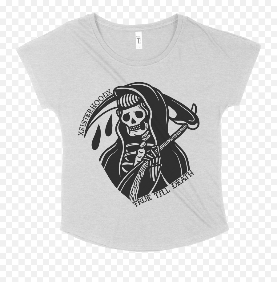 Grim Sister Ladiesu0027 Triblend Dolman Straight Edge T - Shirt Old School Emoji,Chainsaw Emoji