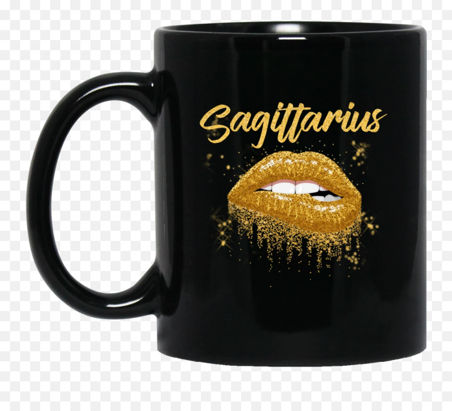 Sagittarius Zodiac Birthday Gold Lips Black Women Black Mug - Beer Stein Emoji,Cancer Zodiac Emoji