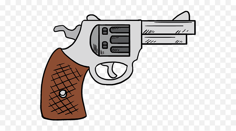 How To Draw A Cartoon Revolver - Gun Drawing Cartoon Emoji,Revolver Emoji