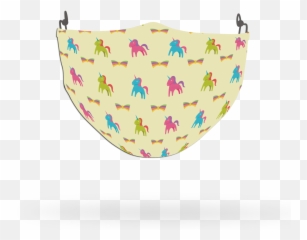 Yellow Unicorn Pattern Face Covering Print 15 - Decorative Emoji