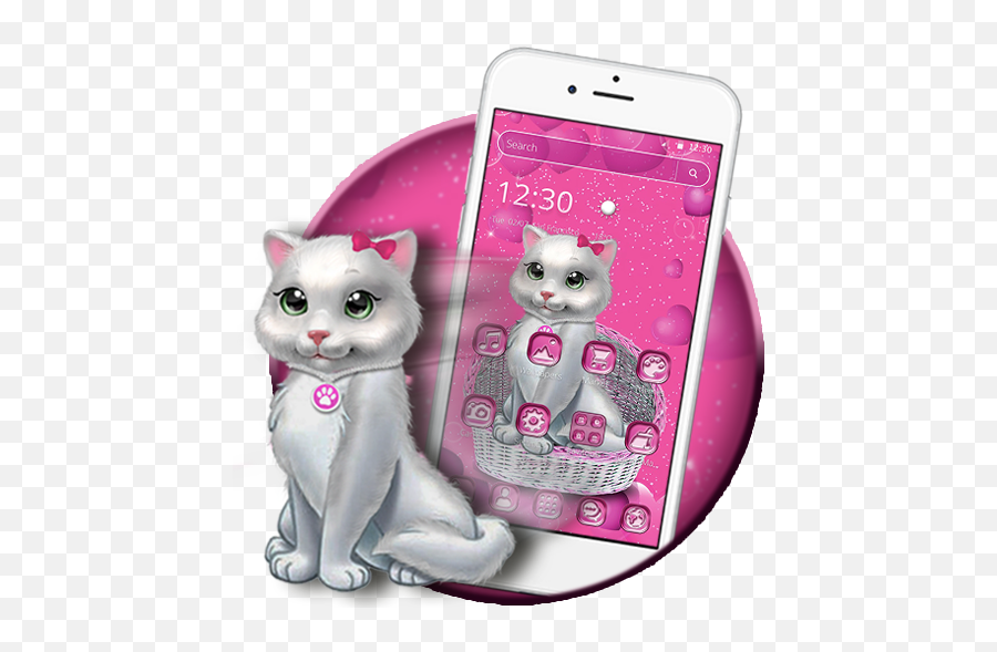 Amazoncom Pink Cute Kitty Cat 2d Theme Appstore For Android - Cartoon Emoji,Cat Emojis For Android