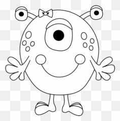 Library of monster black and white clip art - Girl Monster Coloring Pages Emoji