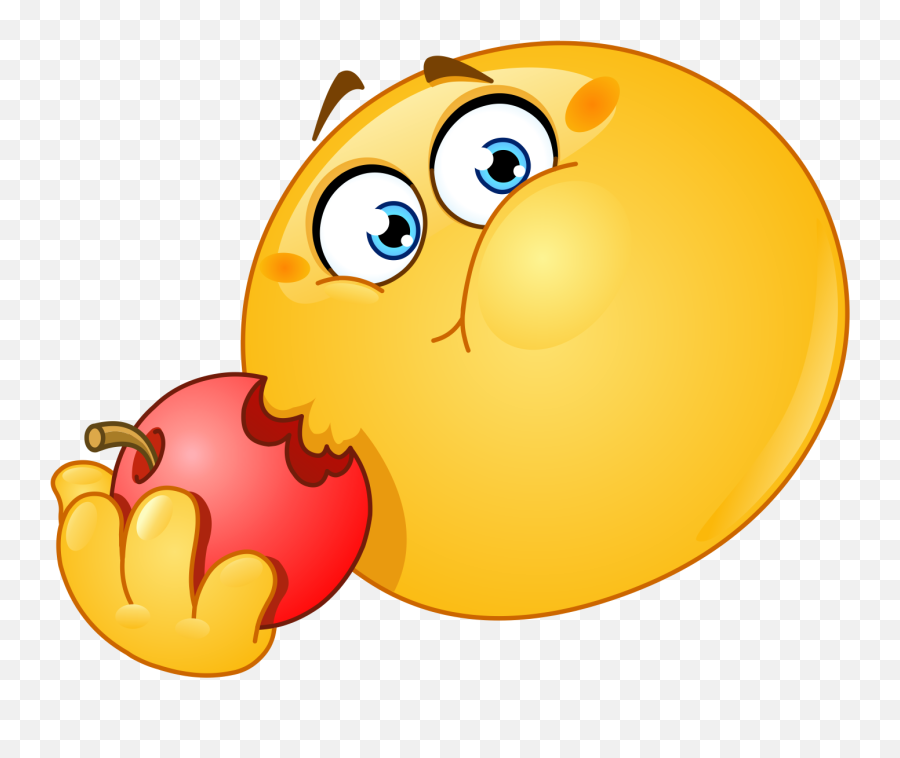 Emoji Eating Apple Sticker - Emoji Eating Apple,Emoji Eating
