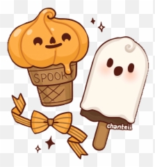Halloween Pumpkin Ghost Kawaii Cute - Pumpkin Ice Cream Drawing Emoji,Ghost Emoji Pumpkin