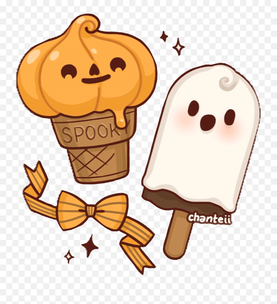 Halloween Pumpkin Ghost Kawaii Cute - Pumpkin Ice Cream Drawing Emoji,Ghost Emoji Pumpkin